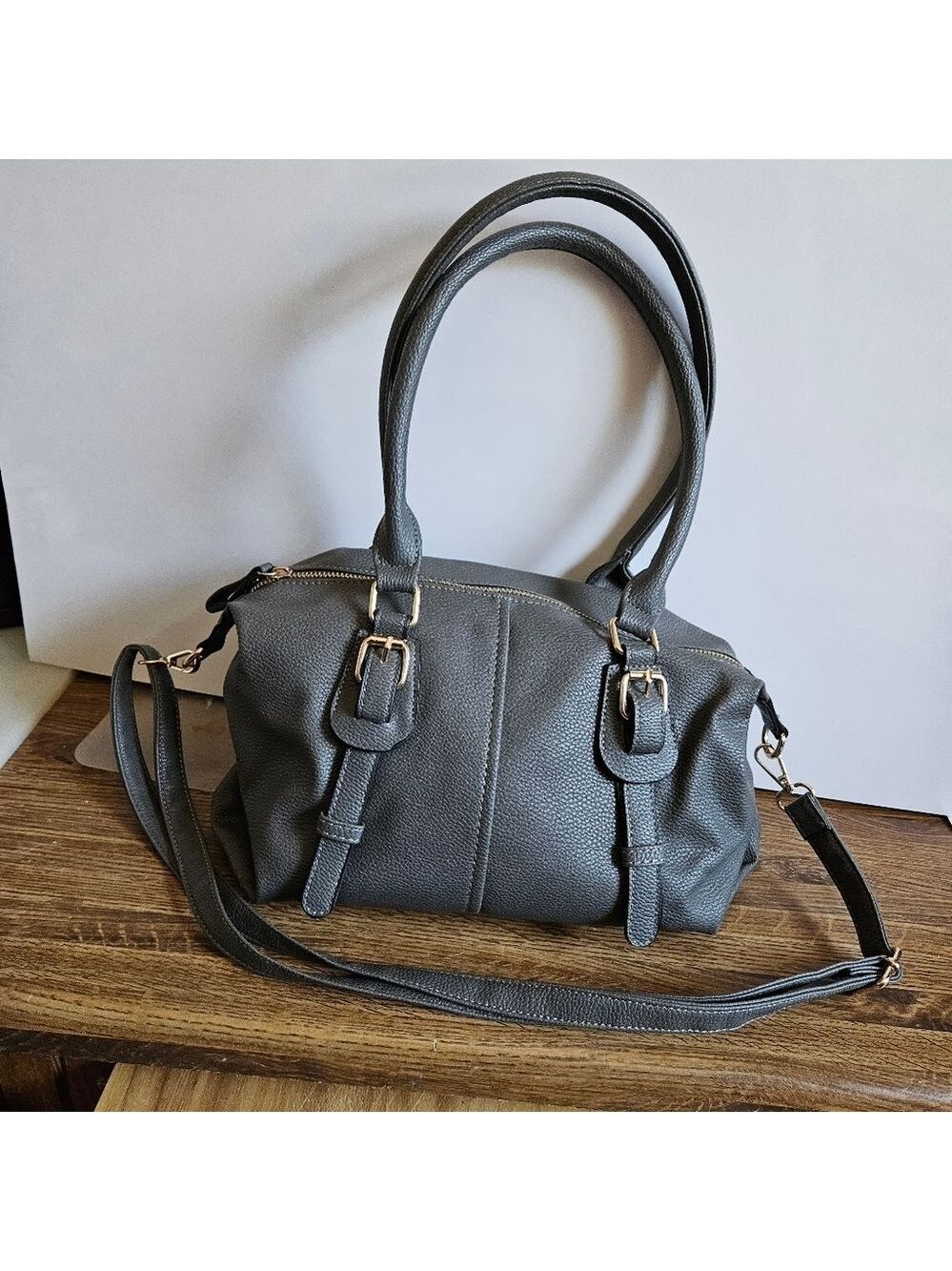 Medium Gunmetal Grey Satchel Bag